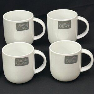 4 beautiful Coffee Mugs. Jamie Oliver white heavy porcelain